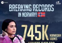 Mrs. Chatterjee Vs Norway records highest number of footfalls and registers record grossing collection for a Bollywood film in Norway.